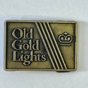 Old Gold Lights Metal Belt Buckle VTG 1970s Cigarette Advertising Crown Emblem